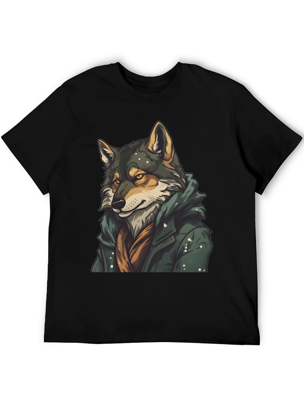 Wolf in Coat Graphic T-Shirt - Stylish Animal Tee