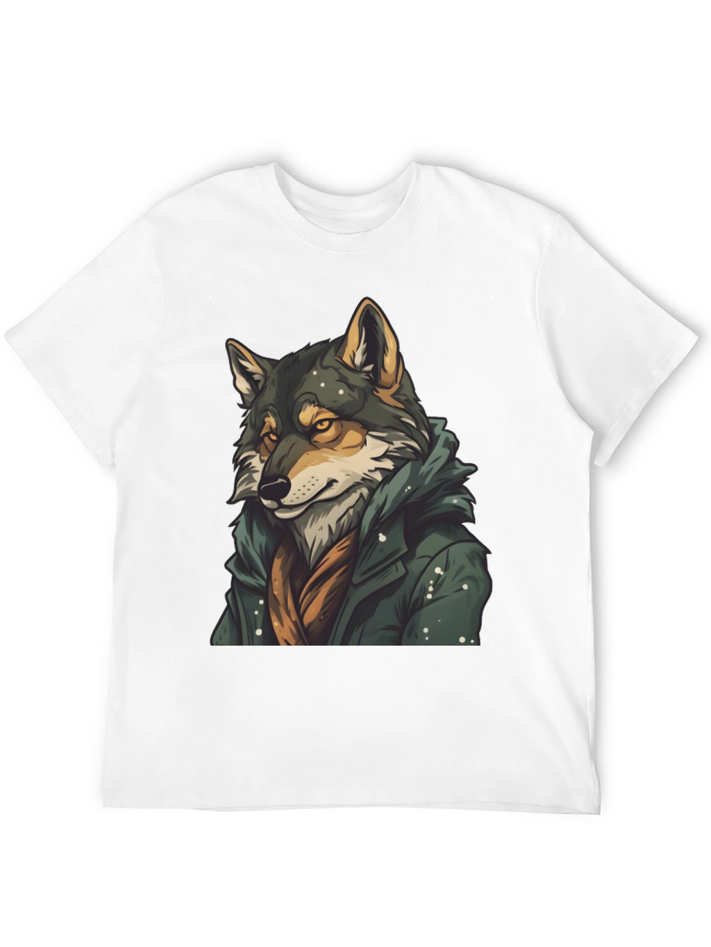 Wolf in Coat Graphic T-Shirt - Stylish Animal Tee