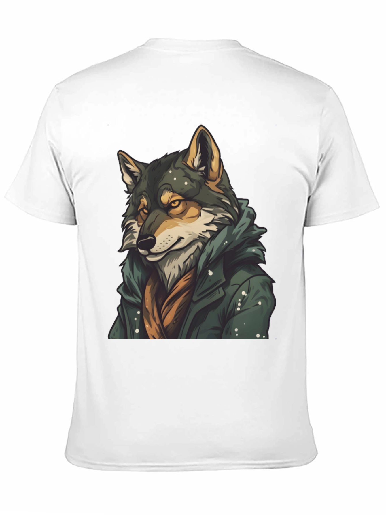 Wolf in Coat Graphic T-Shirt - Stylish Animal Tee