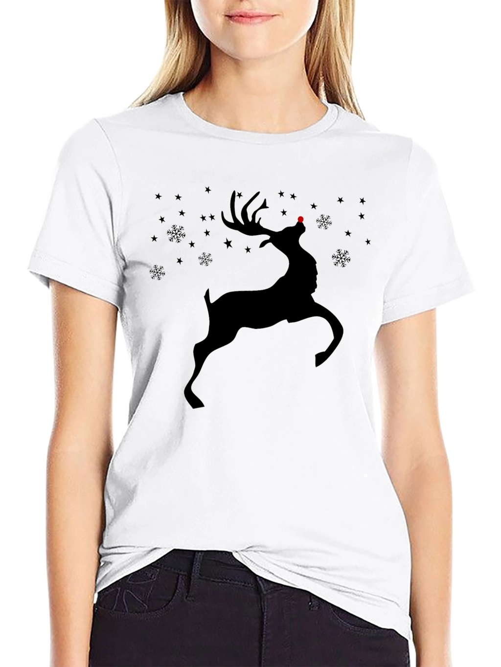 Reindeer Graphic Tee - Holiday Christmas Shirt