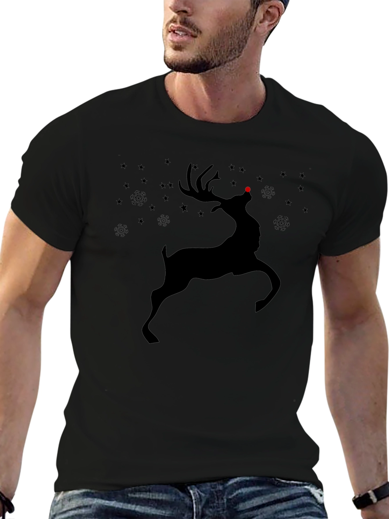 Reindeer Graphic Tee - Holiday Christmas Shirt