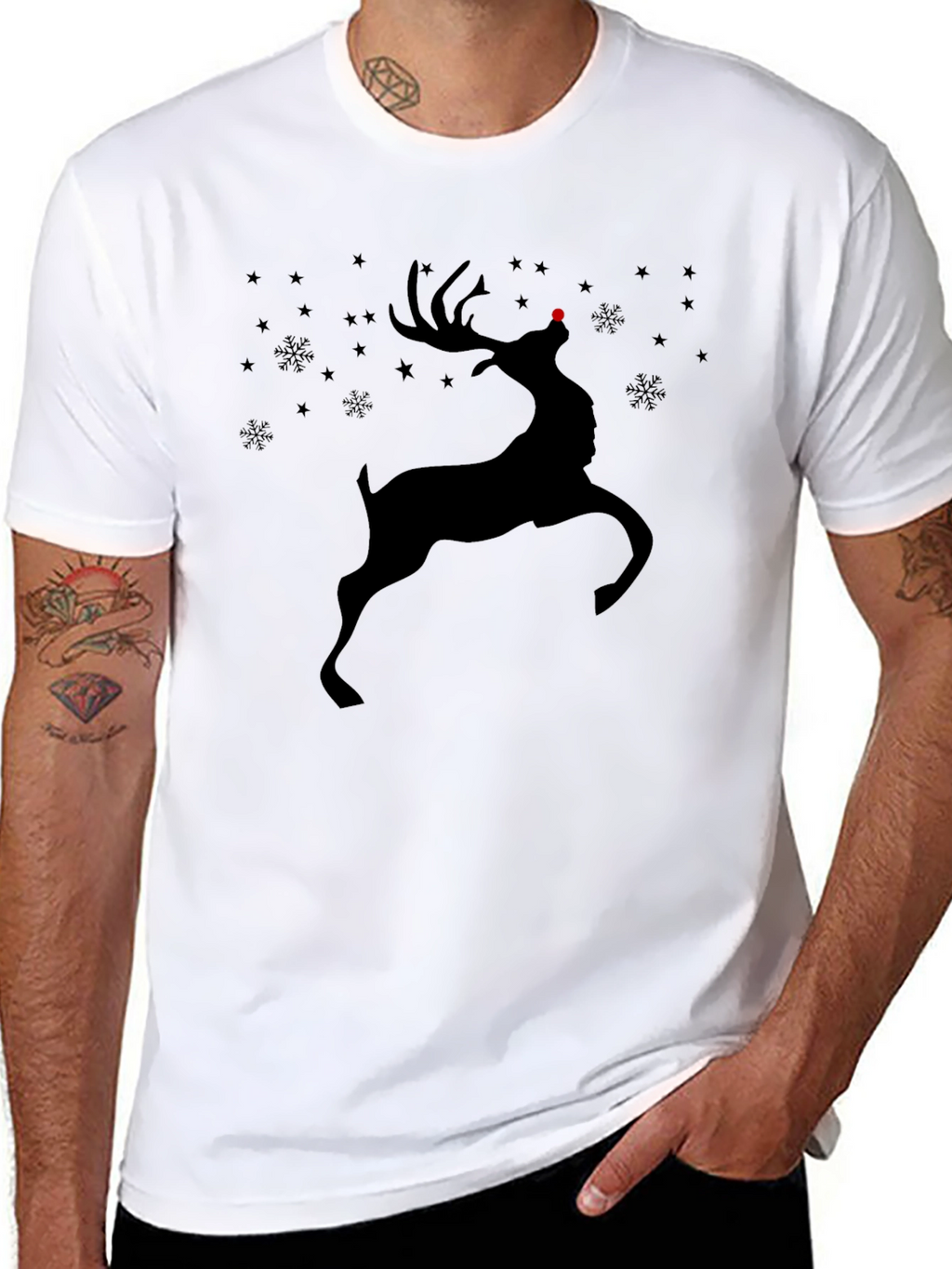 Reindeer Graphic Tee - Holiday Christmas Shirt