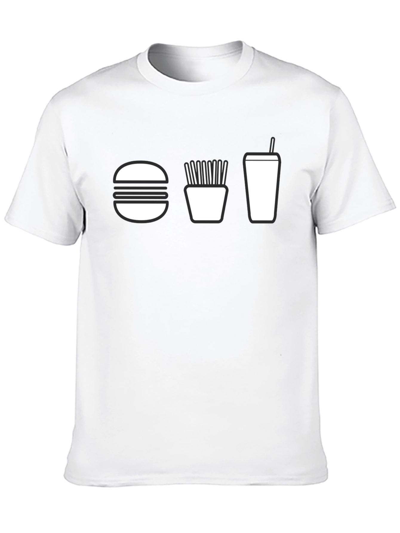 Burger Fries and Drink T-Shirt - Black