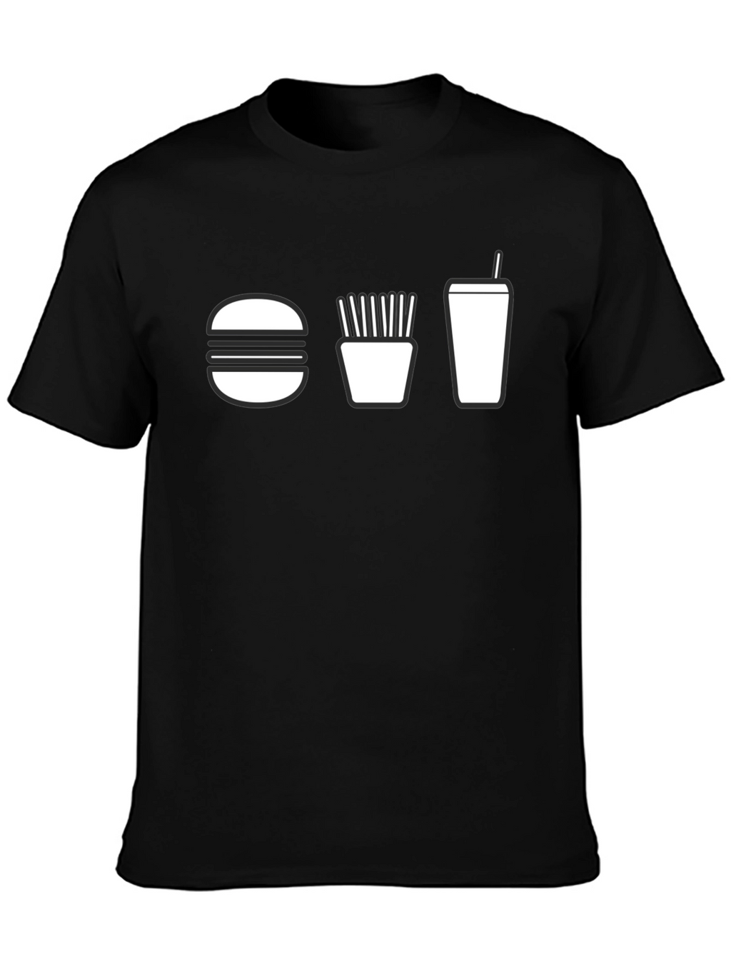 Burger Fries and Drink T-Shirt - Black