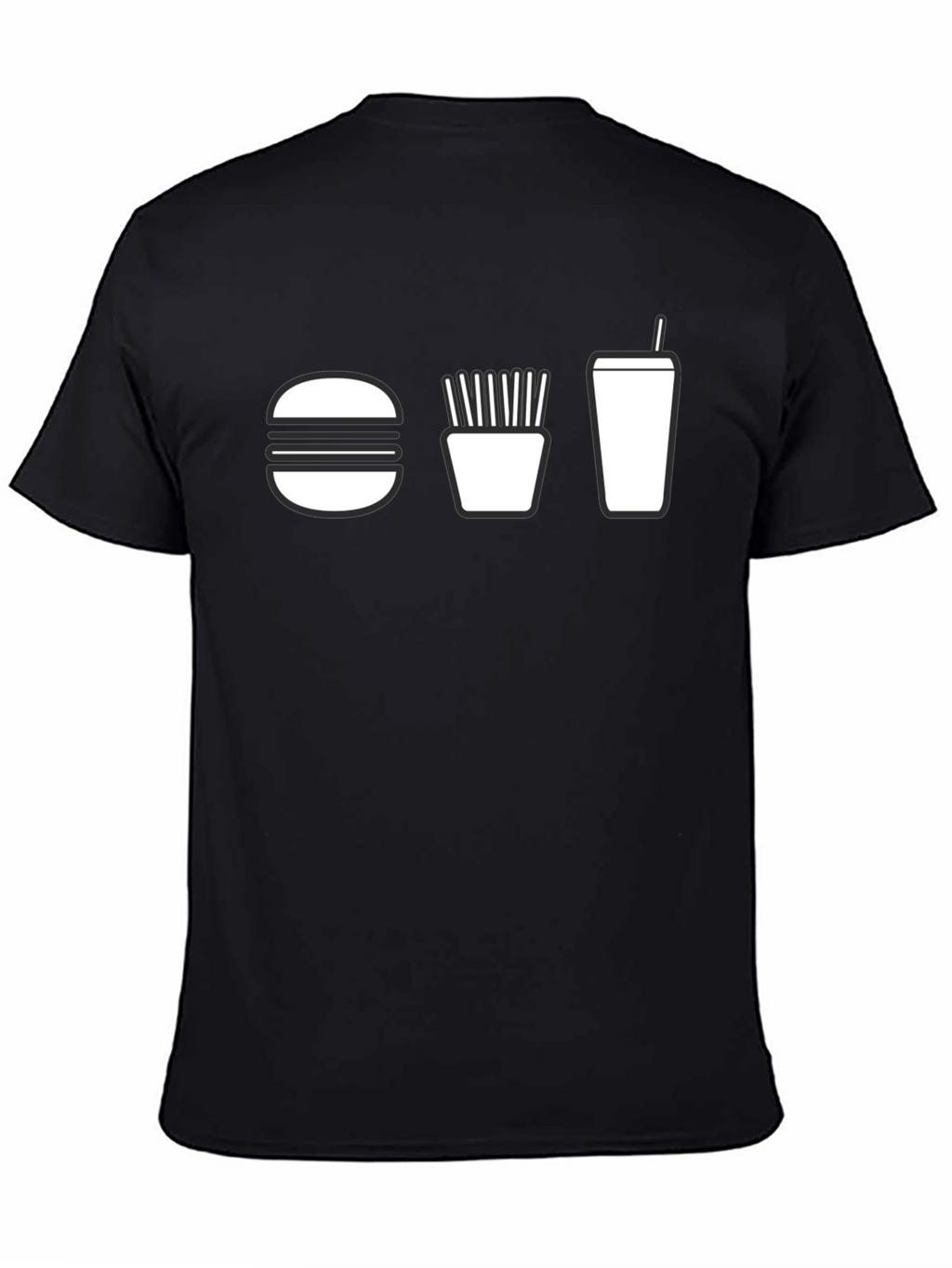 Burger Fries and Drink T-Shirt - Black