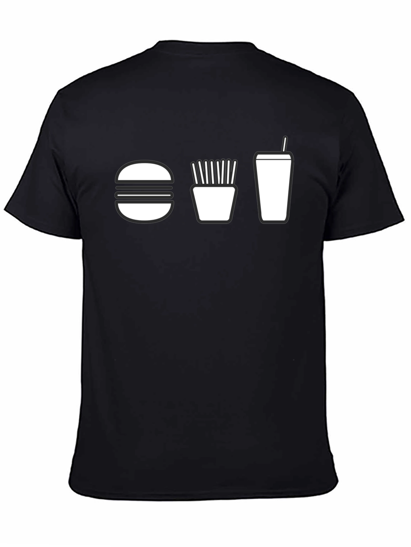 Burger Fries and Drink T-Shirt - Black