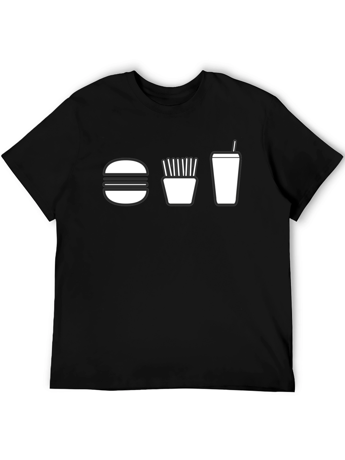 Burger Fries and Drink T-Shirt - Black