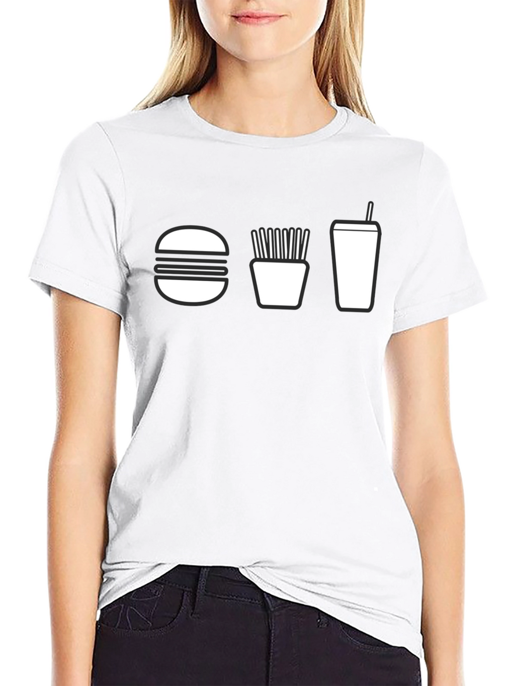 Burger Fries and Drink T-Shirt - Black