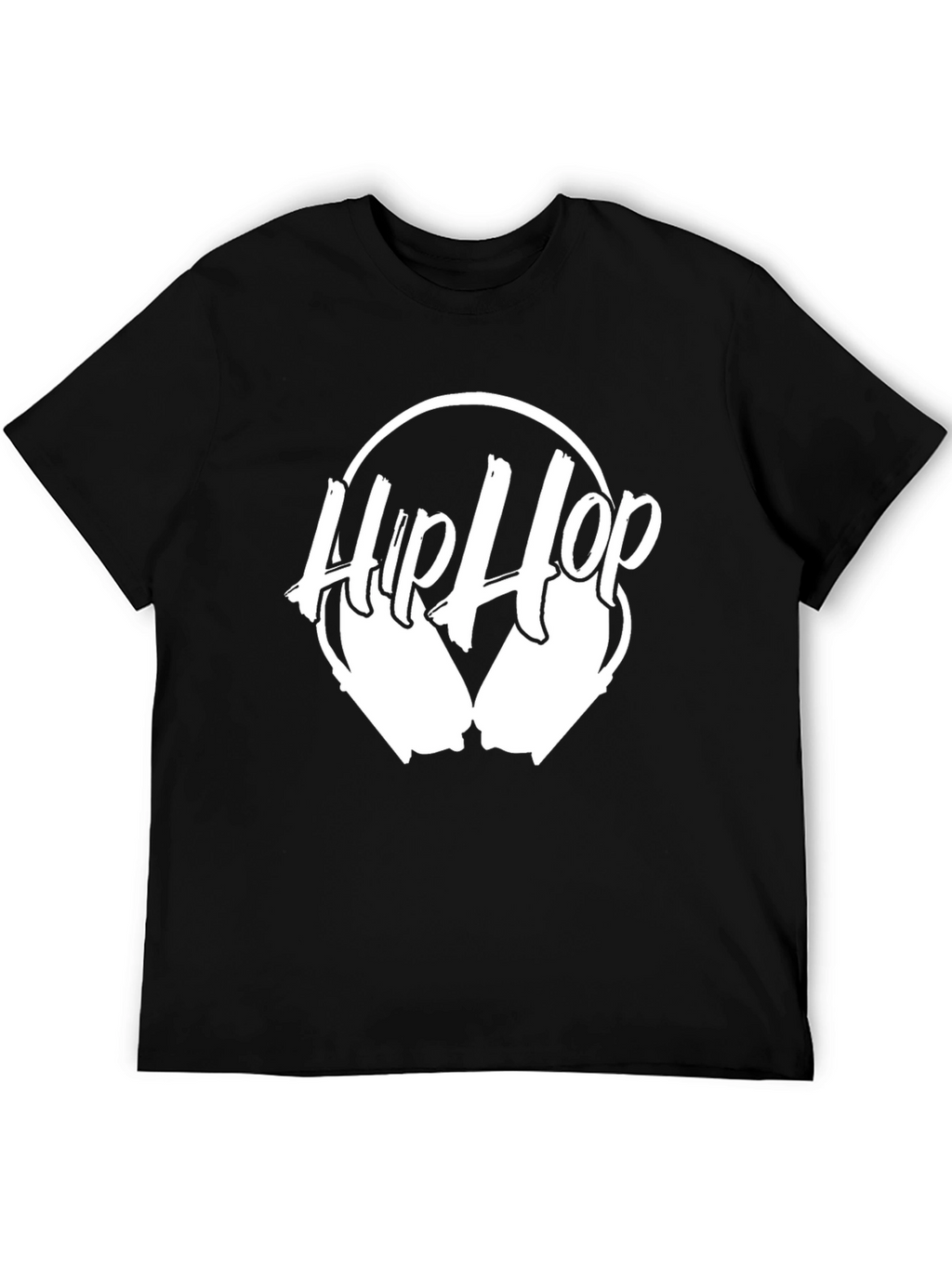 Hip Hop Headphones Graphic Tee - Black Cotton Blend