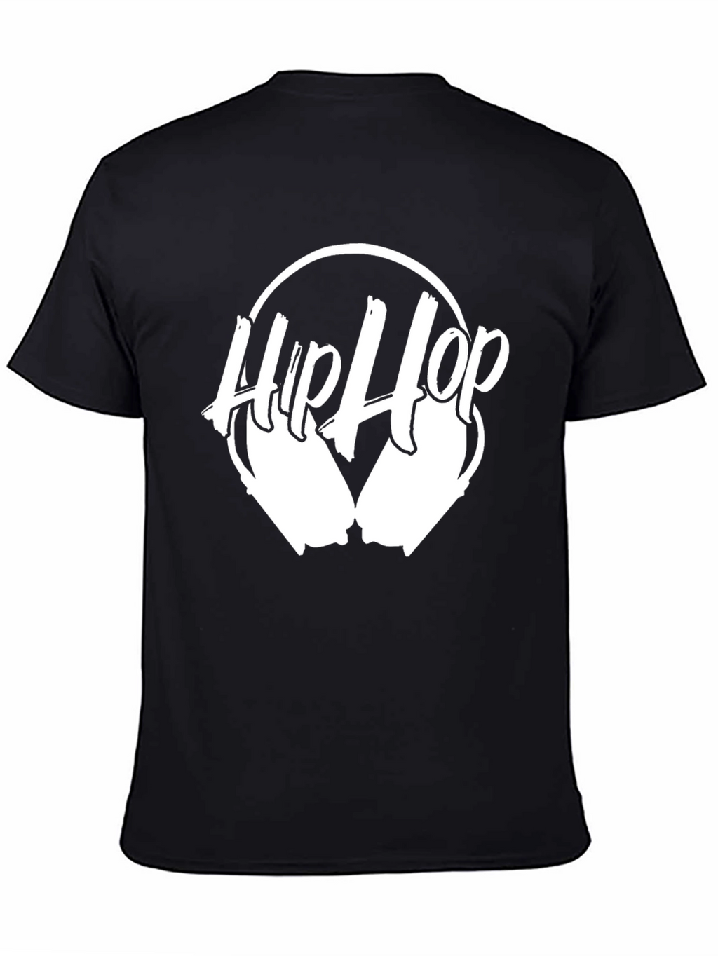 Hip Hop Headphones Graphic Tee - Black Cotton Blend