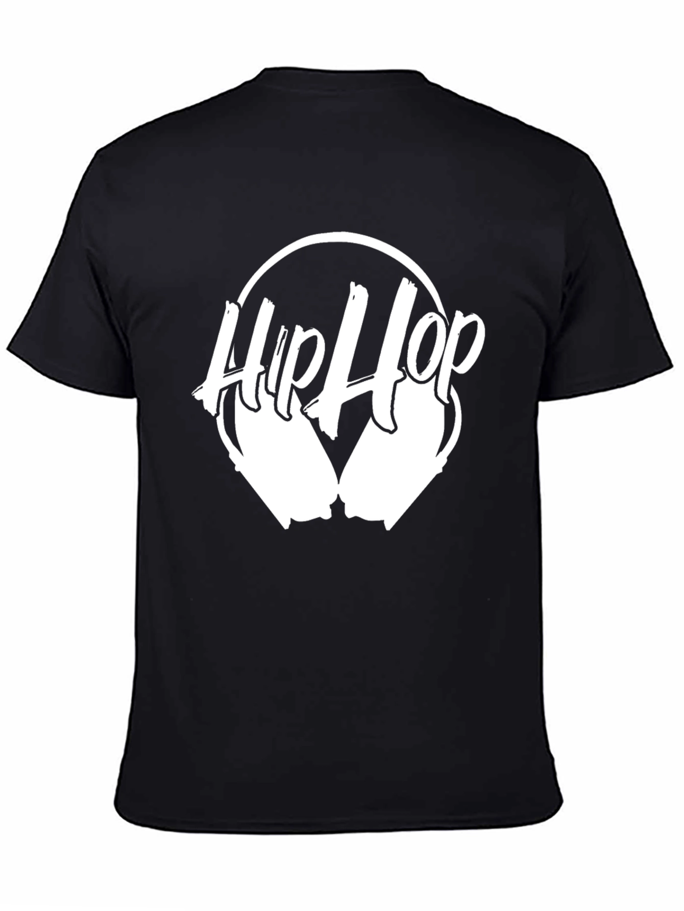 Hip Hop Headphones Graphic Tee - Black Cotton Blend