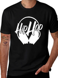 Hip Hop Headphones Graphic Tee - Black Cotton Blend