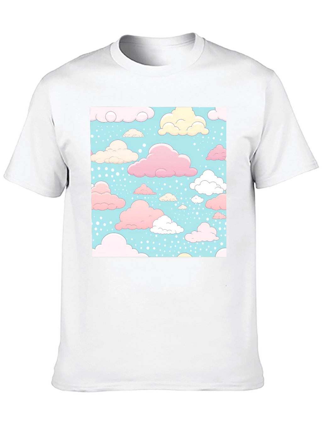 Cloud Pattern Black T-Shirt - Fun Whimsical Design