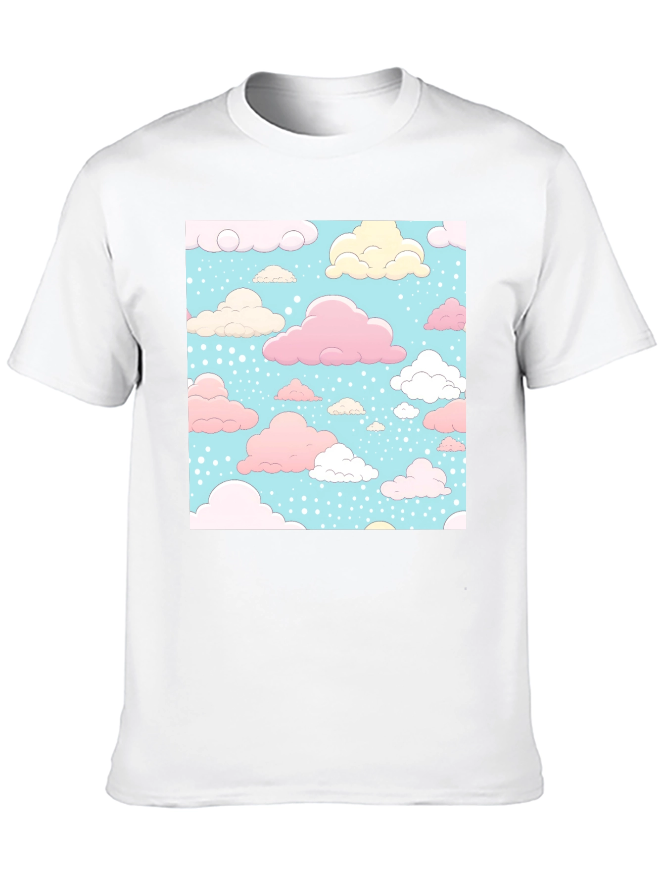 Cloud Pattern Black T-Shirt - Fun Whimsical Design