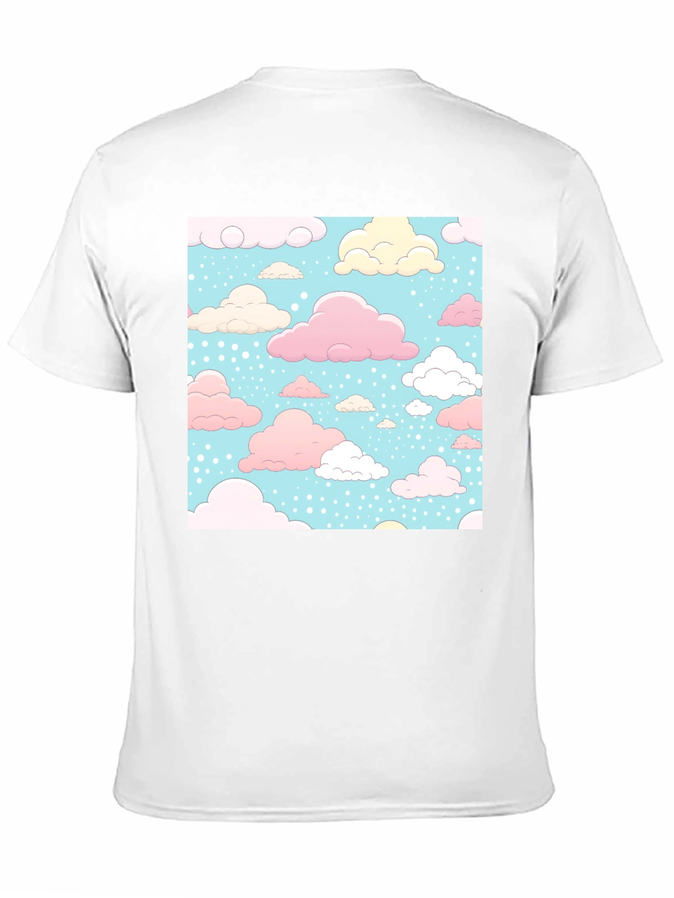 Cloud Pattern Black T-Shirt - Fun Whimsical Design