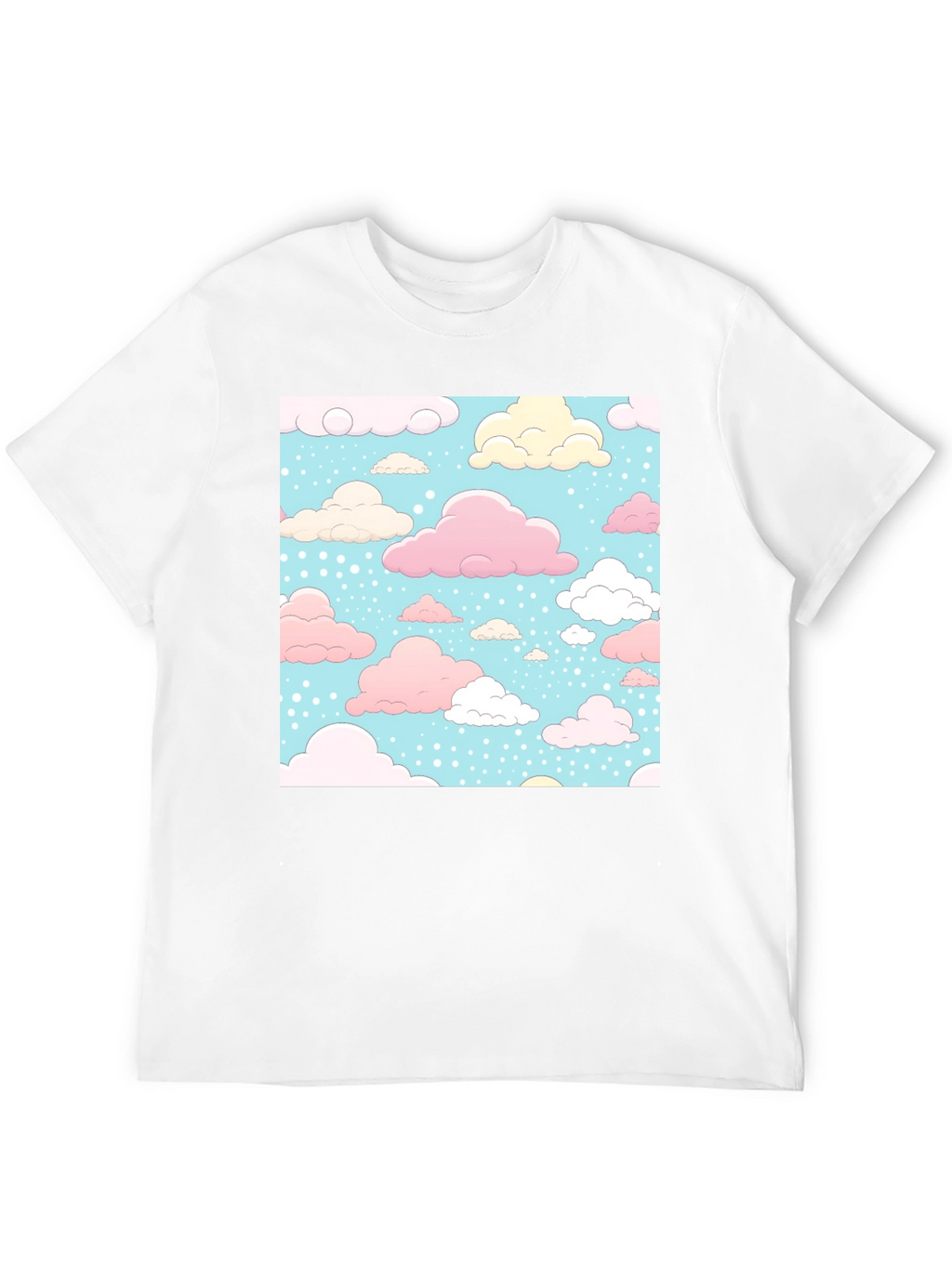 Cloud Pattern Black T-Shirt - Fun Whimsical Design
