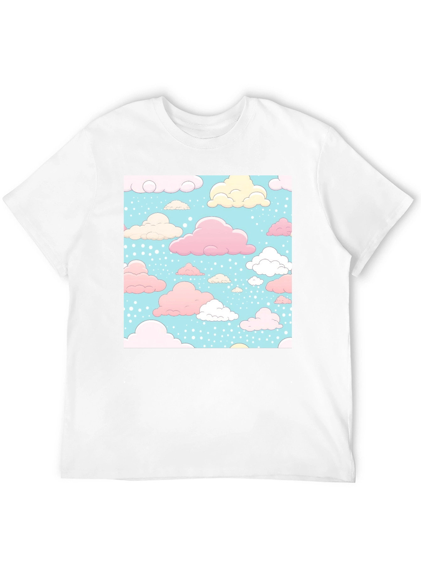 Cloud Pattern Black T-Shirt - Fun Whimsical Design