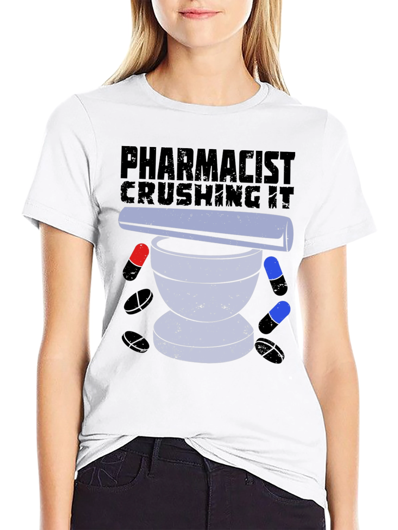 Pharmacist Crushing It T-Shirt Pill Mortar Design