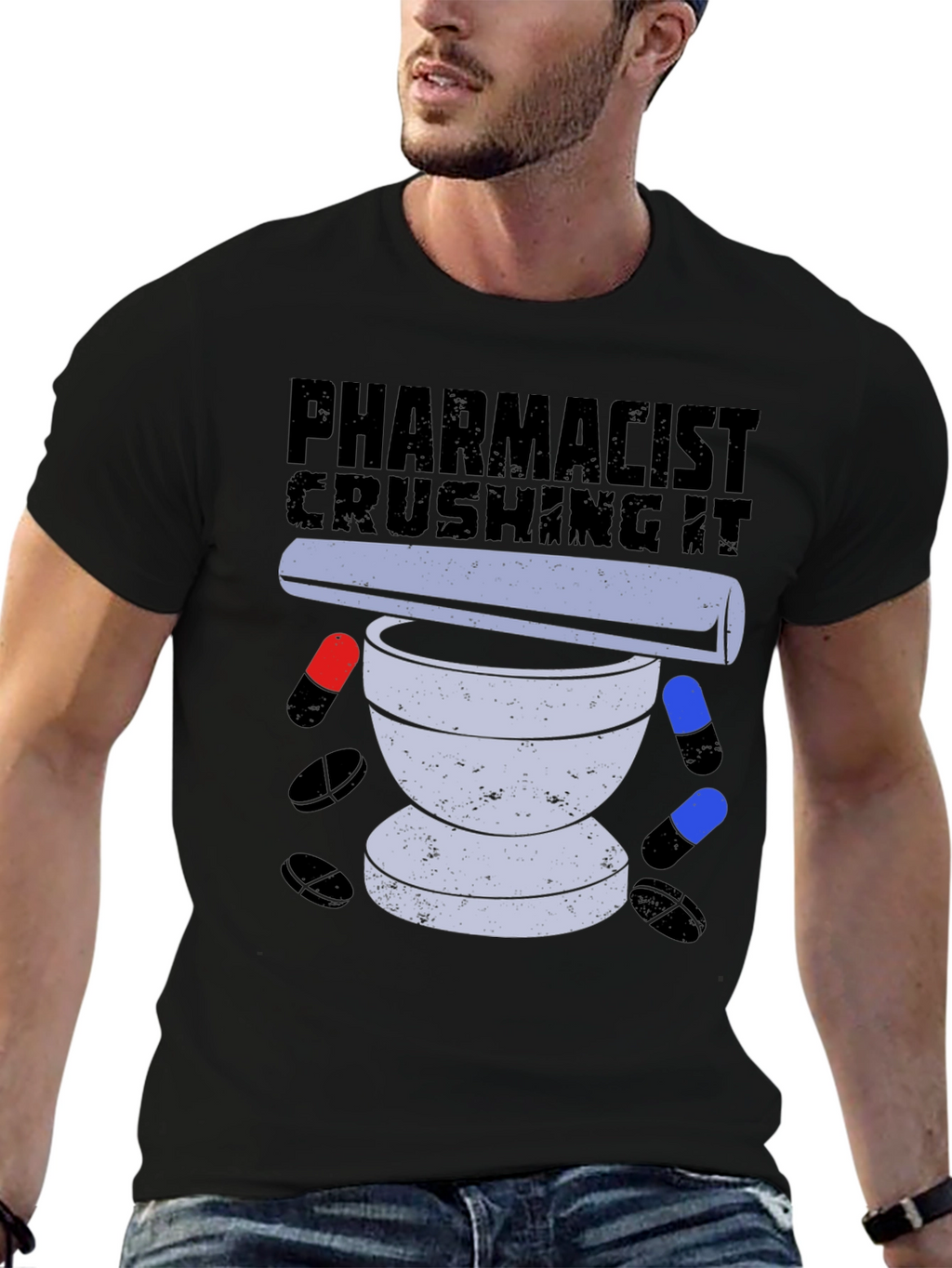 Pharmacist Crushing It T-Shirt Pill Mortar Design