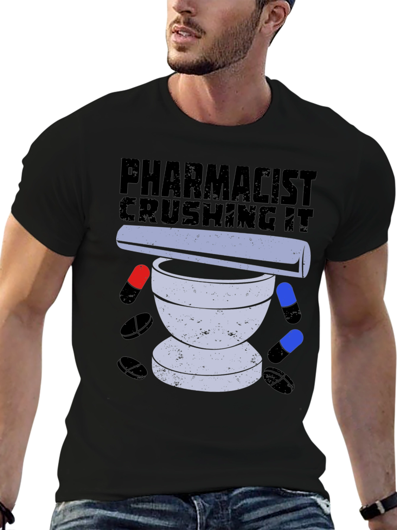 Pharmacist Crushing It T-Shirt Pill Mortar Design