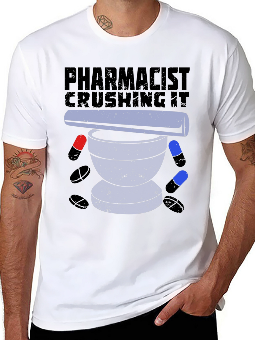 Pharmacist Crushing It T-Shirt Pill Mortar Design