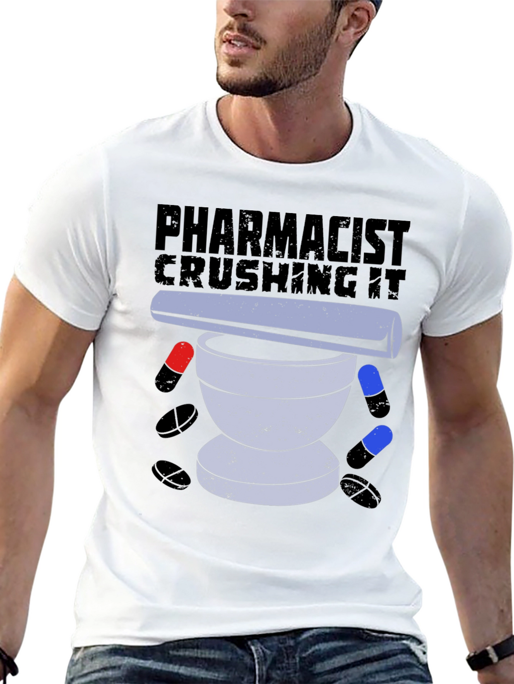 Pharmacist Crushing It T-Shirt Pill Mortar Design