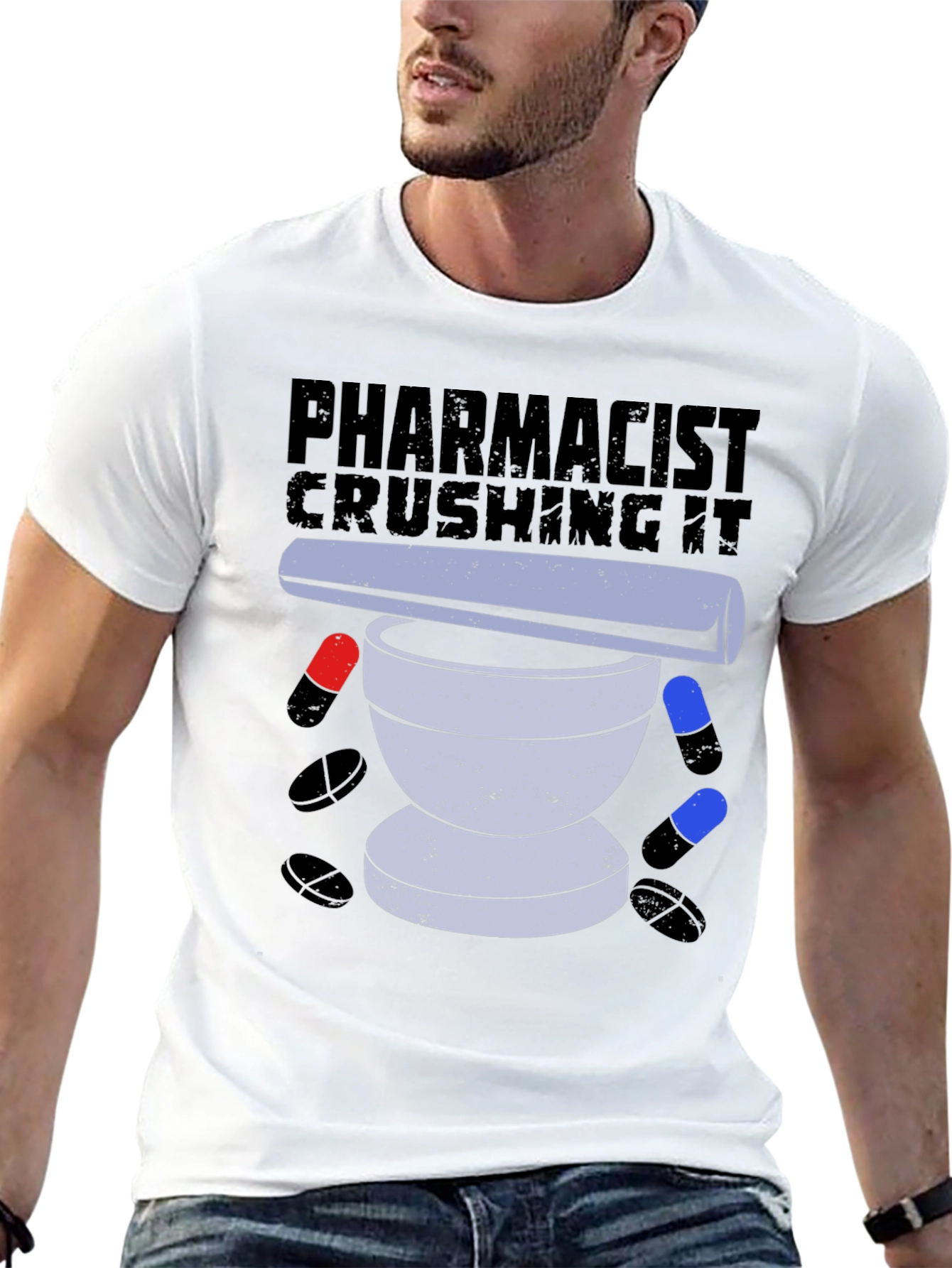 Pharmacist Crushing It T-Shirt Pill Mortar Design