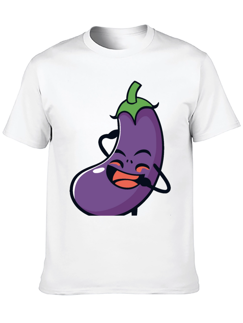 Funny Eggplant Graphic Tee - Black Cotton T-Shirt