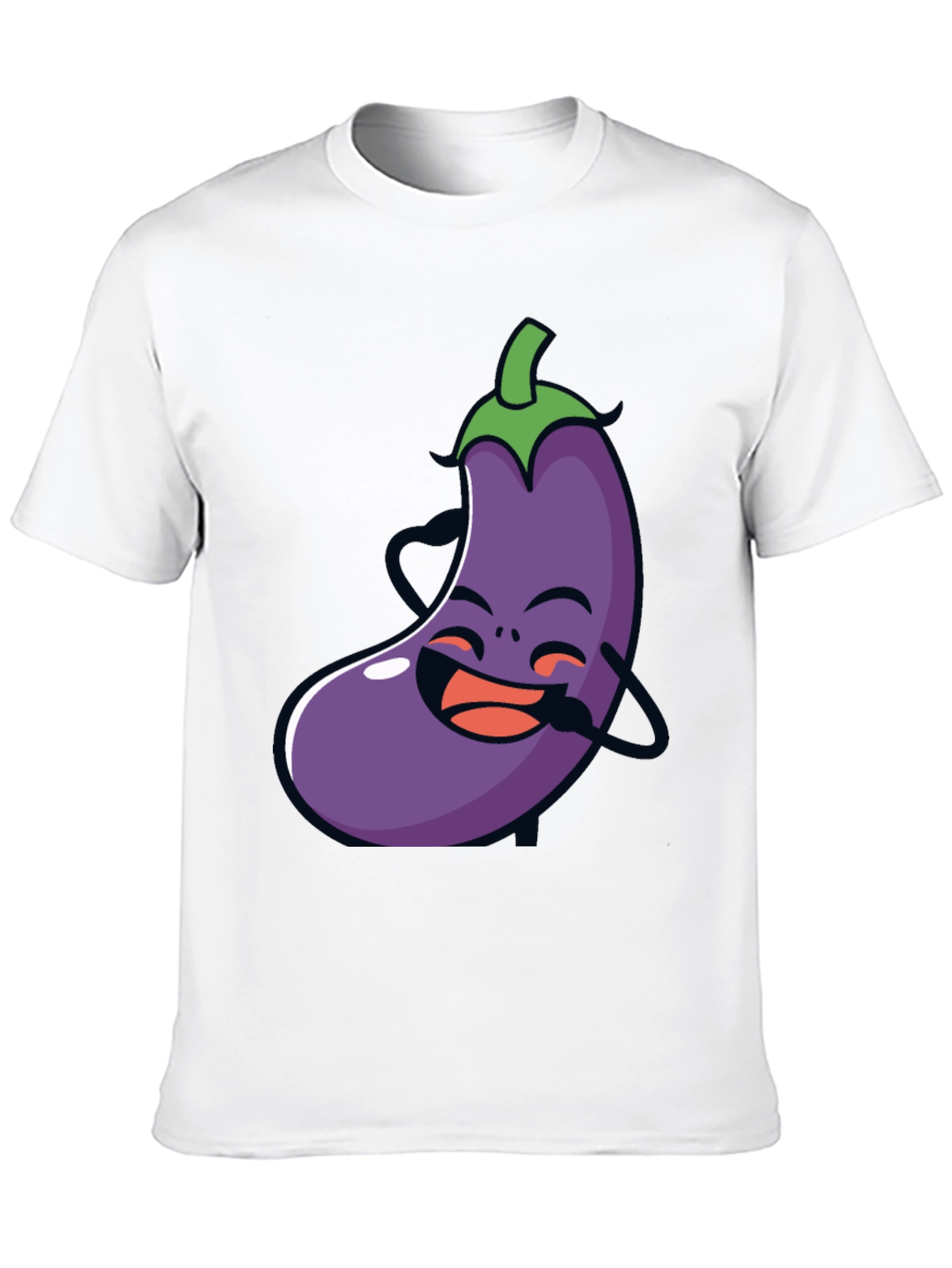 Funny Eggplant Graphic Tee - Black Cotton T-Shirt