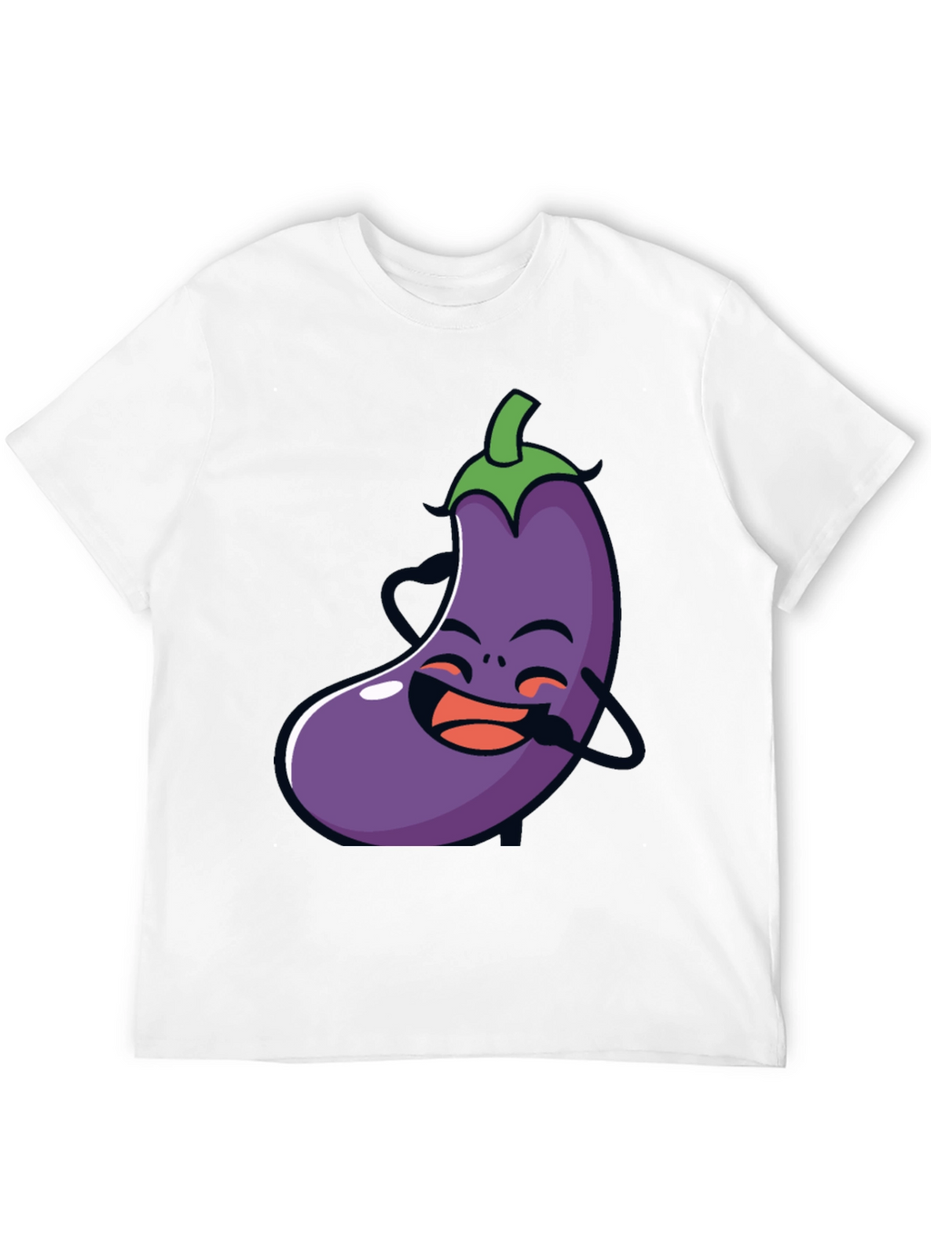 Funny Eggplant Graphic Tee - Black Cotton T-Shirt
