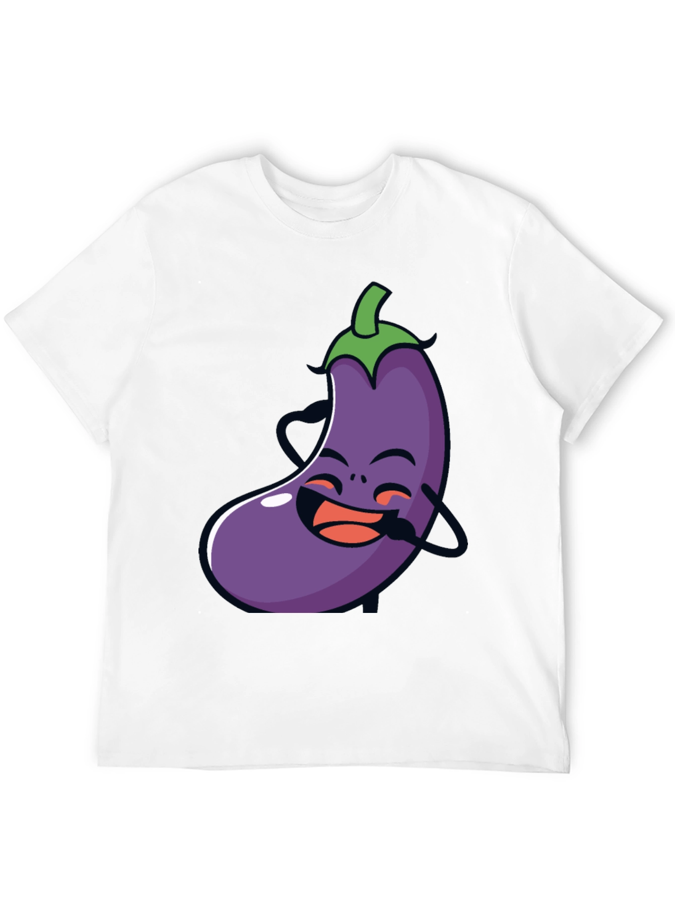 Funny Eggplant Graphic Tee - Black Cotton T-Shirt