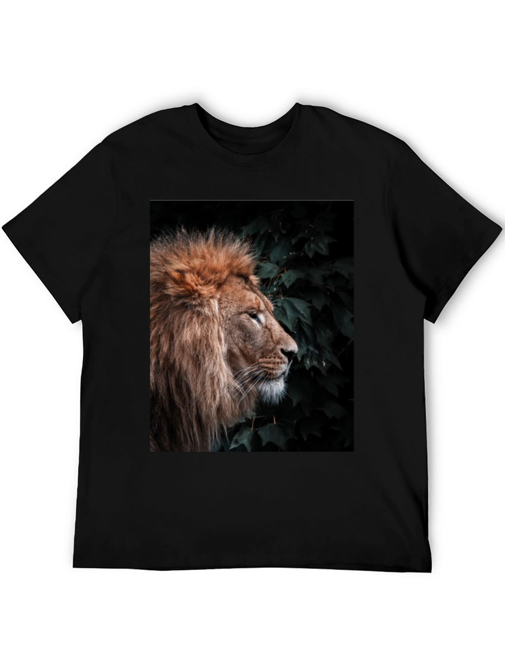 Lion Portrait T-Shirt - Black Cotton Tee