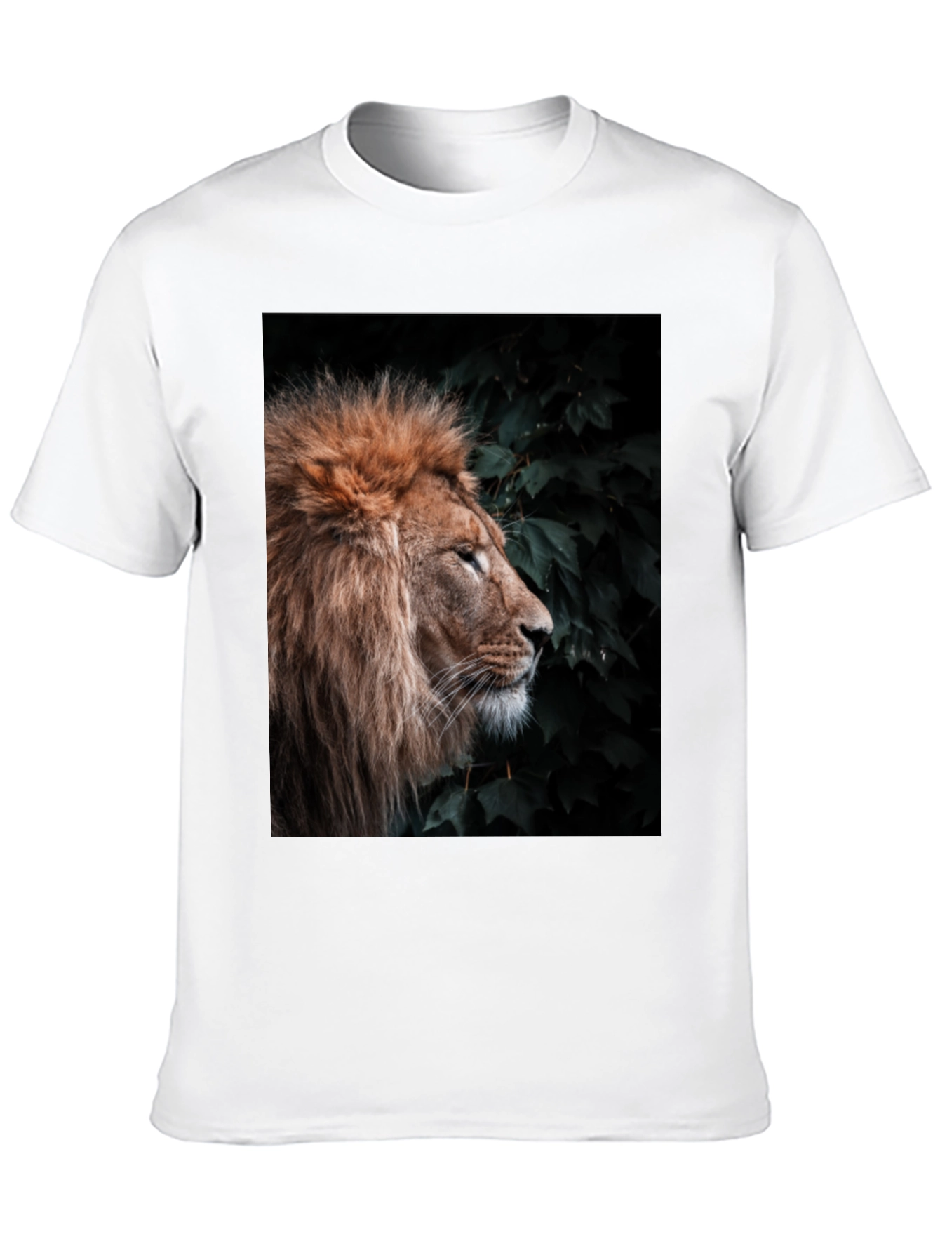 Lion Portrait T-Shirt - Black Cotton Tee