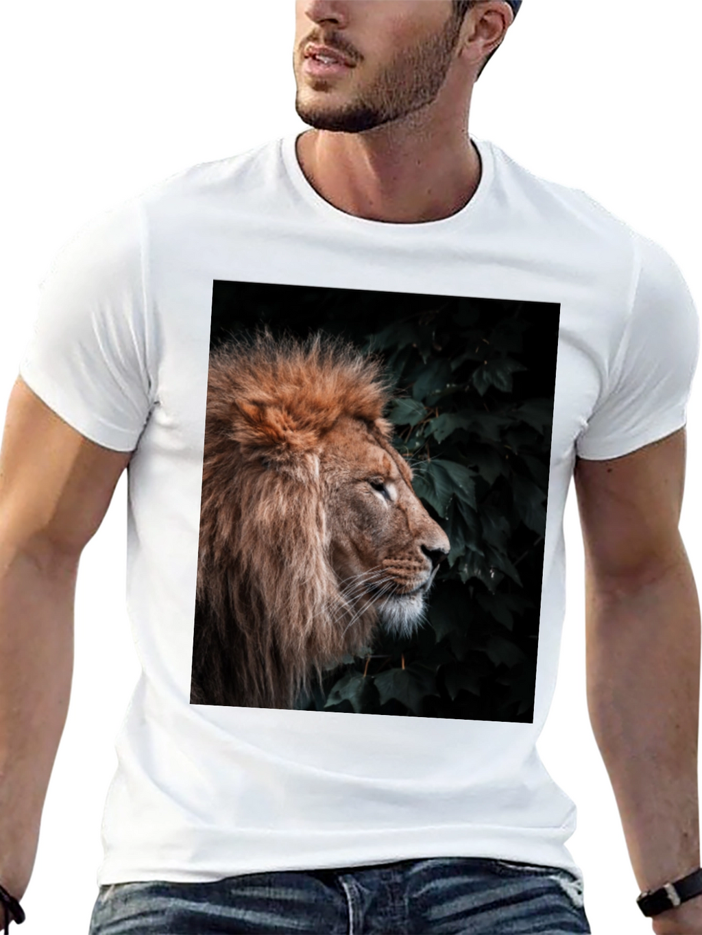 Lion Portrait T-Shirt - Black Cotton Tee