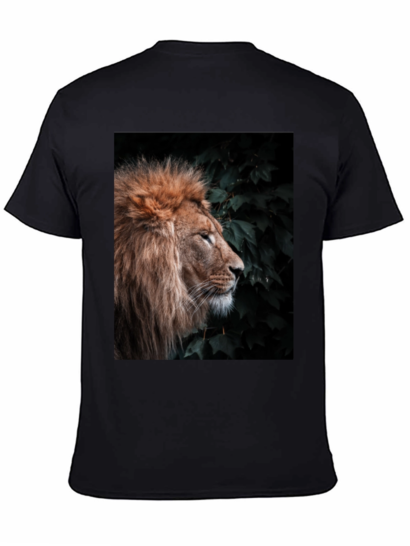 Lion Portrait T-Shirt - Black Cotton Tee