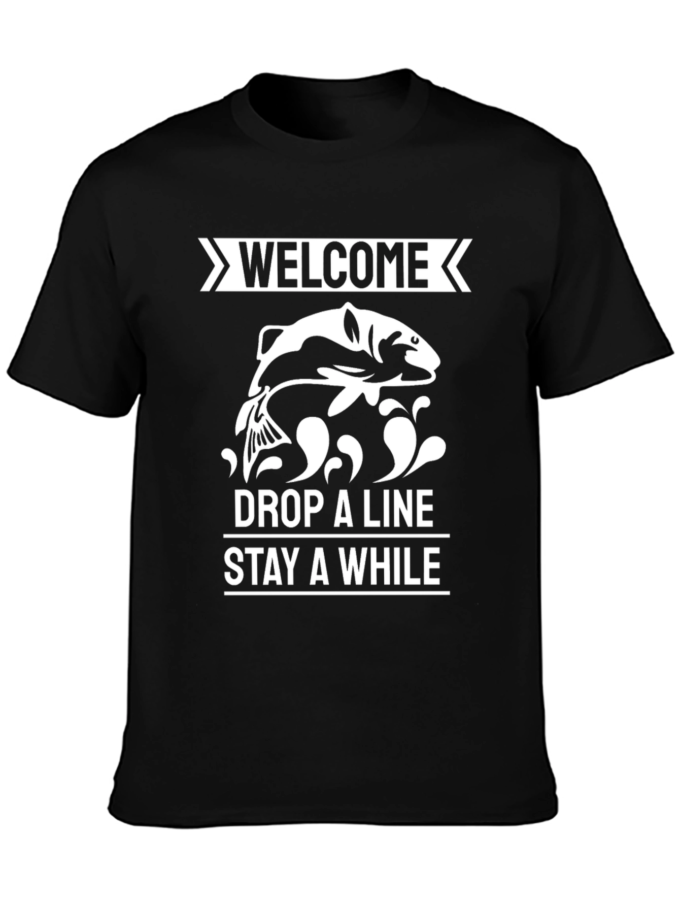 Welcome Fish Graphic Tee: Drop A Line Stay A While