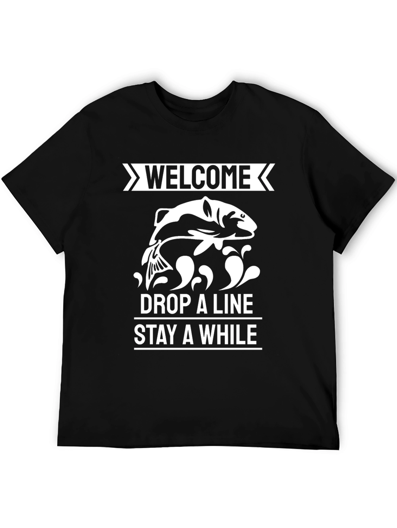 Welcome Fish Graphic Tee: Drop A Line Stay A While
