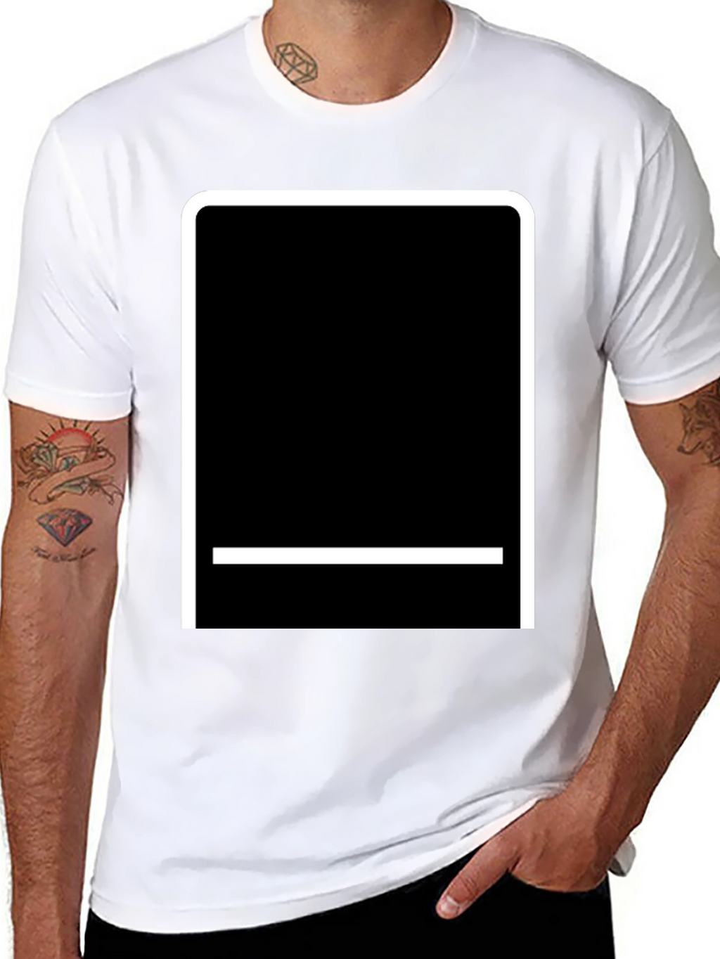 Modern Black T-Shirt with White Graphic Design