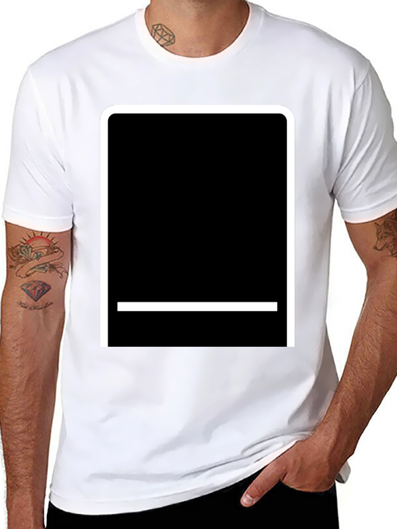 Modern Black T-Shirt with White Graphic Design