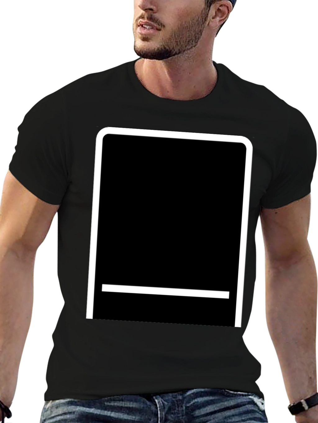 Modern Black T-Shirt with White Graphic Design