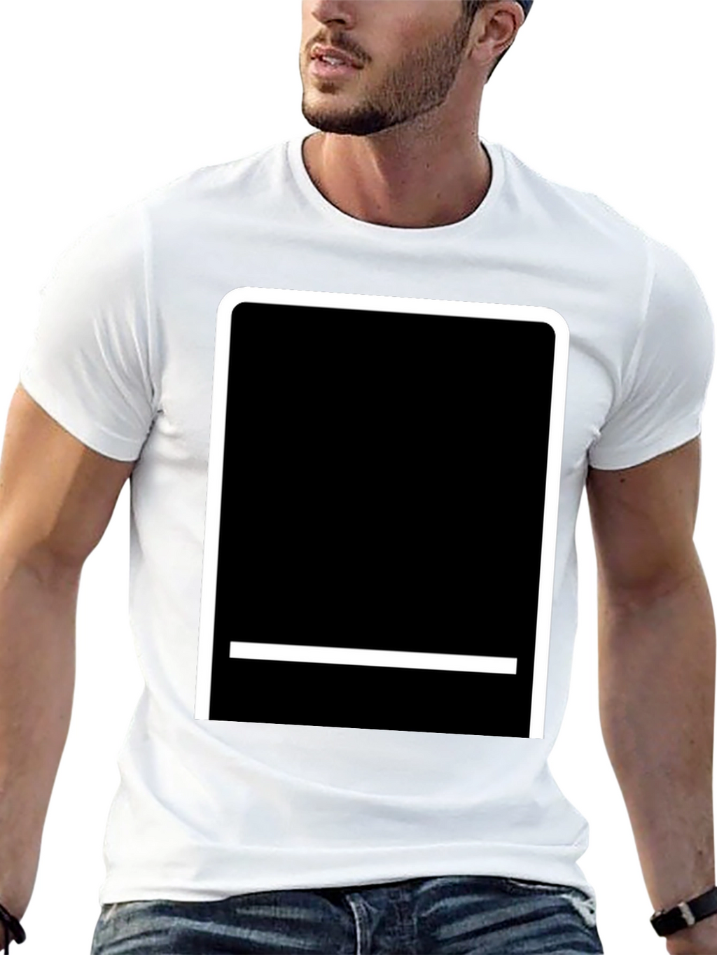 Modern Black T-Shirt with White Graphic Design
