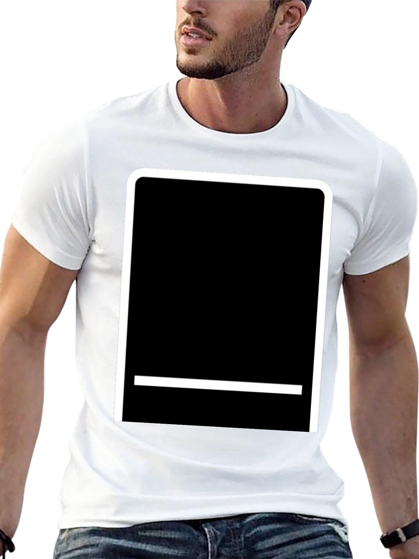 Modern Black T-Shirt with White Graphic Design