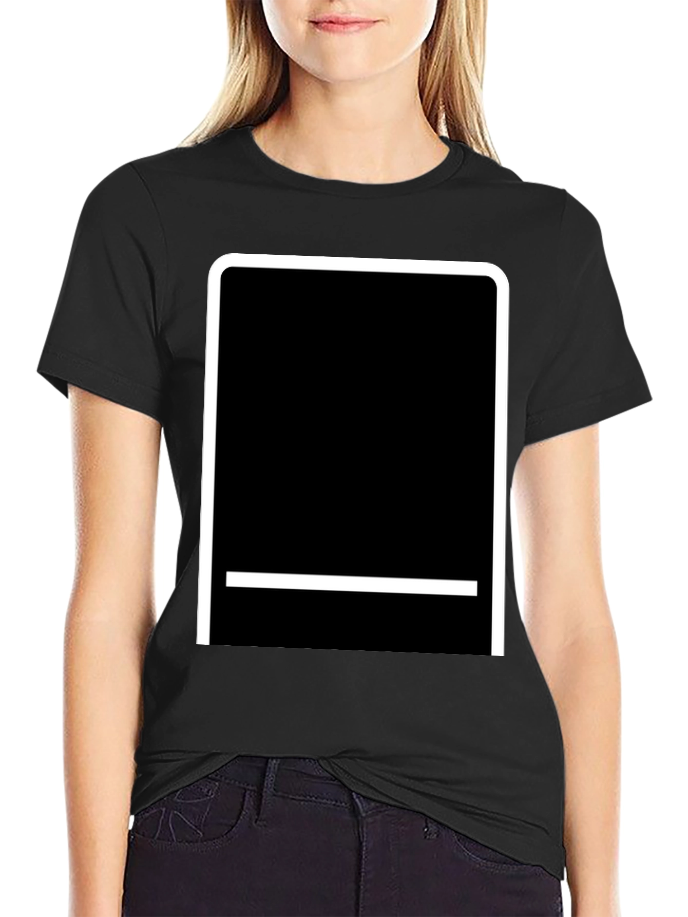 Modern Black T-Shirt with White Graphic Design