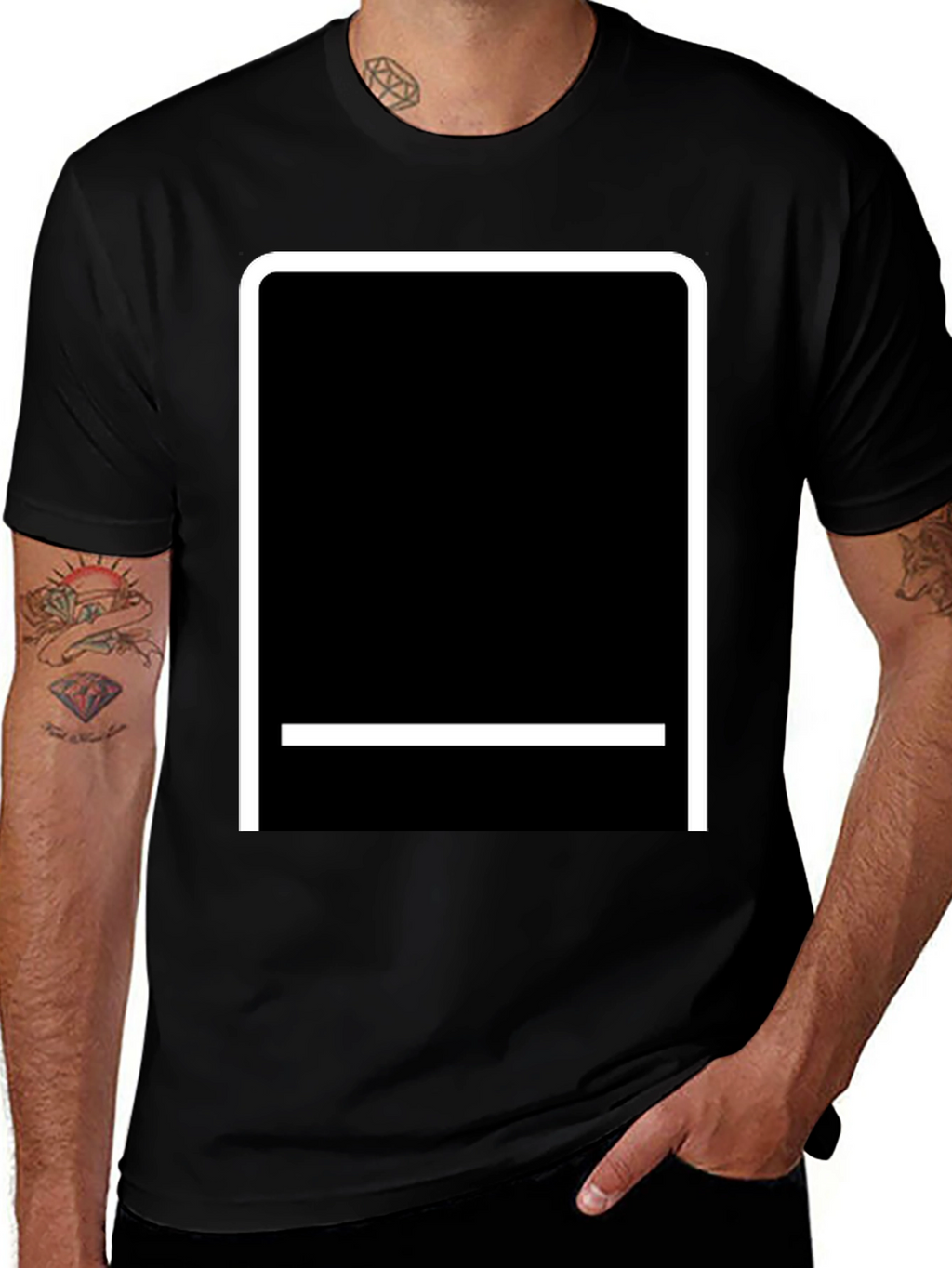 Modern Black T-Shirt with White Graphic Design