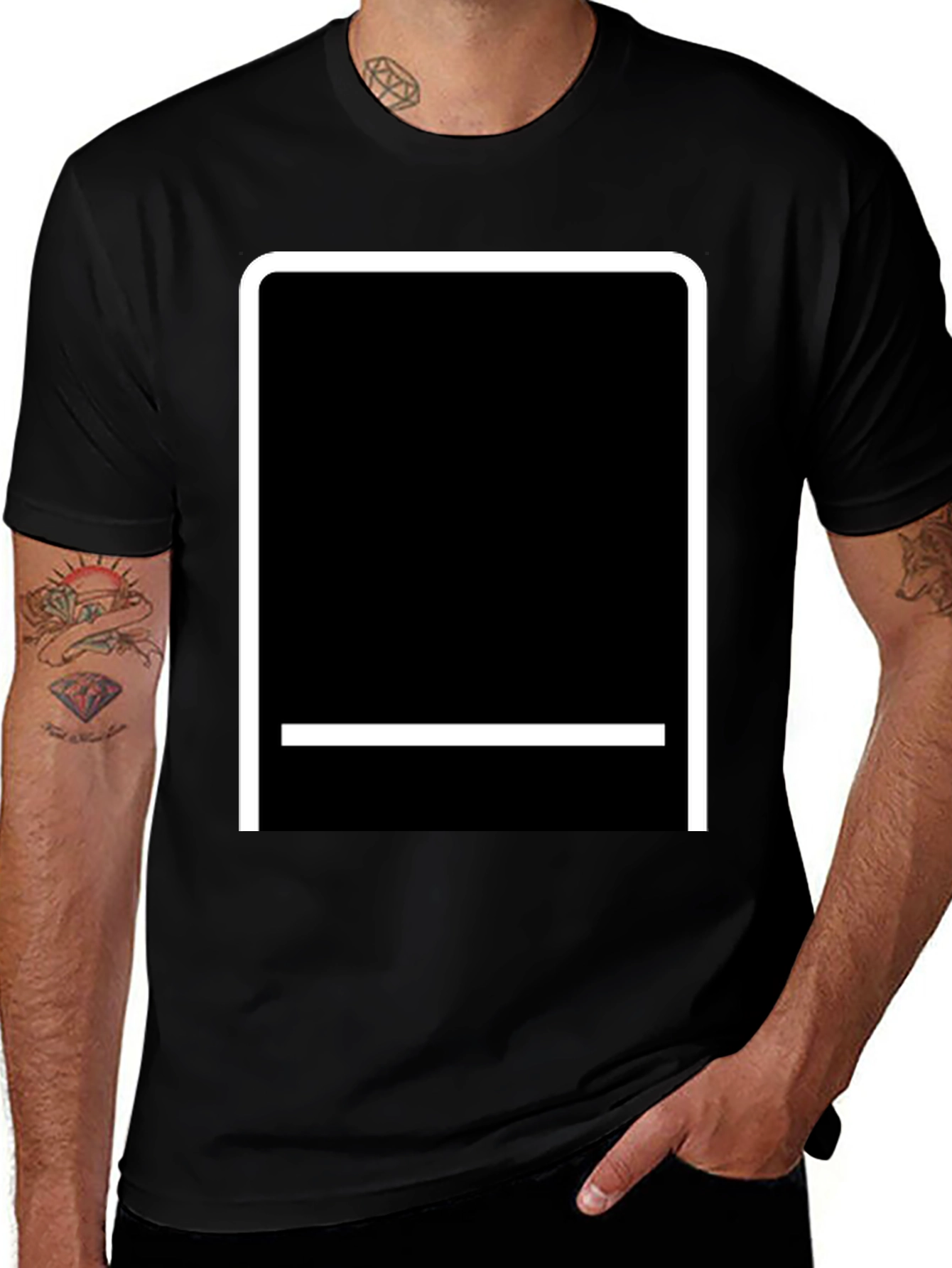 Modern Black T-Shirt with White Graphic Design