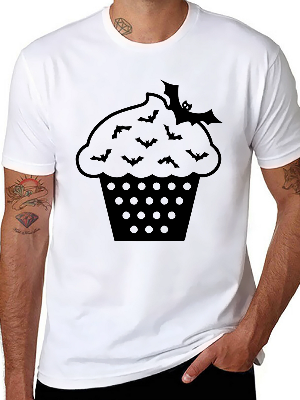 Halloween Bat Cupcake Graphic T-Shirt