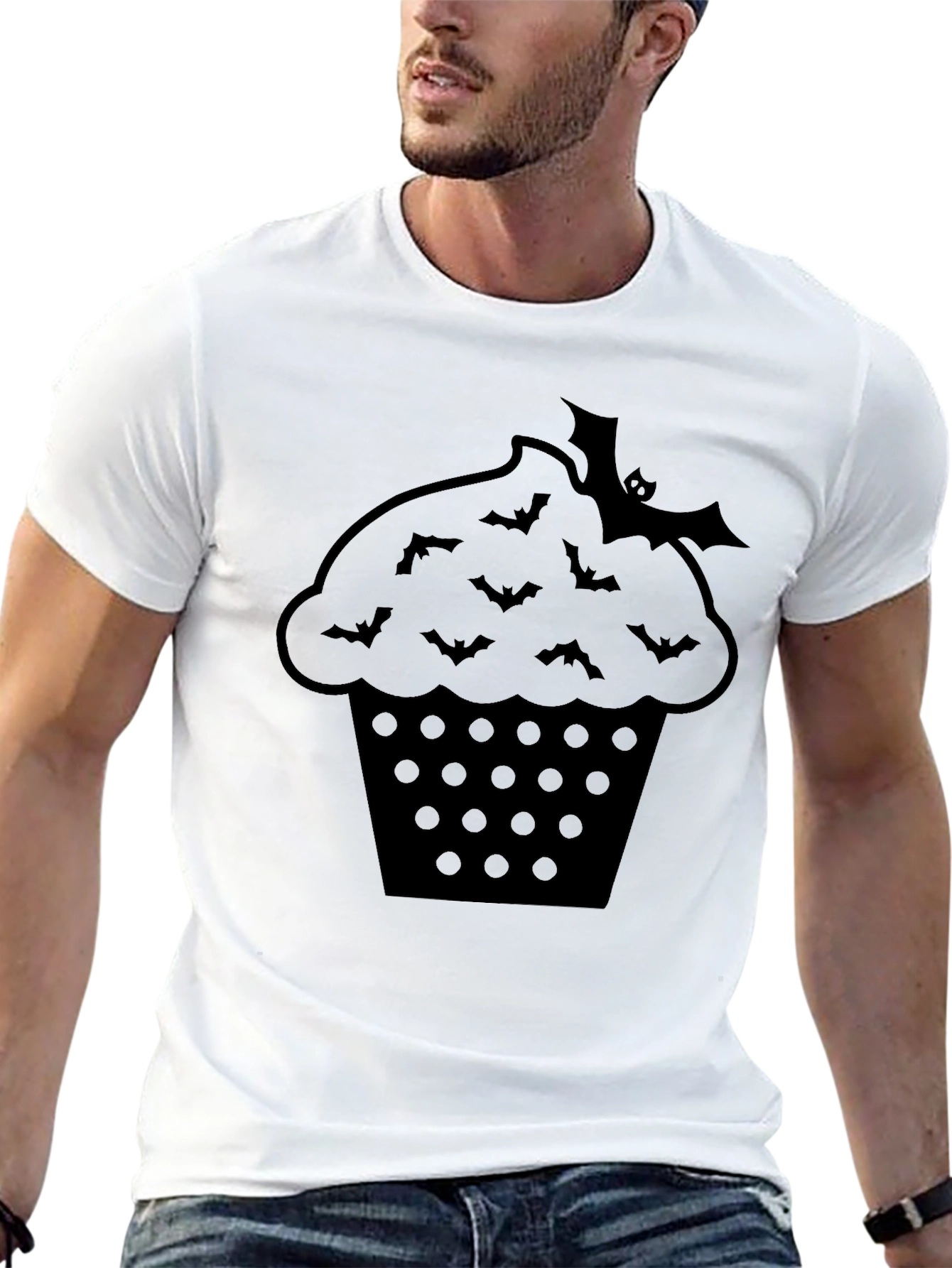 Halloween Bat Cupcake Graphic T-Shirt