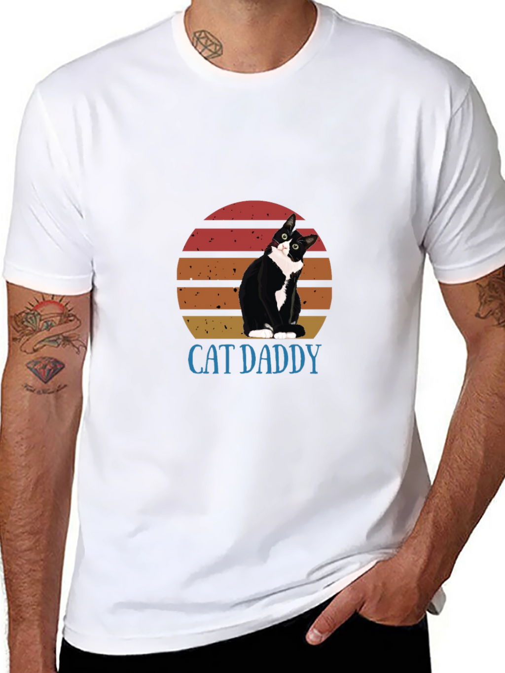 Cat Daddy Graphic Tee - Black Cotton T-Shirt