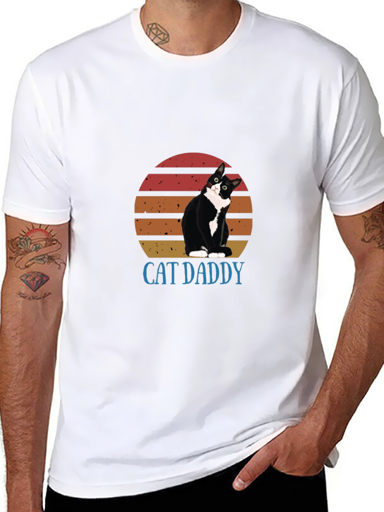 Cat Daddy Graphic Tee - Black Cotton T-Shirt