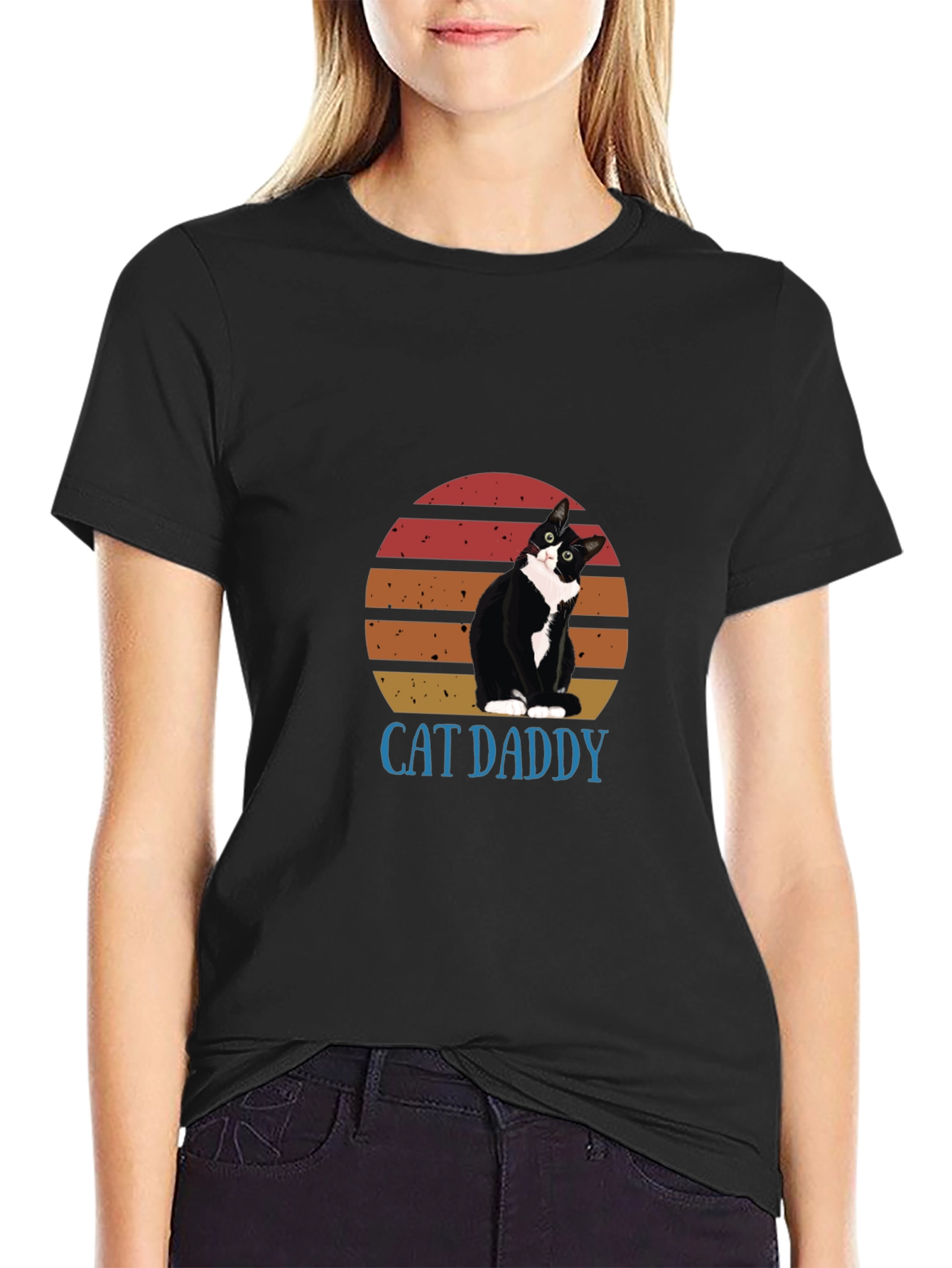 Cat Daddy Graphic Tee - Black Cotton T-Shirt